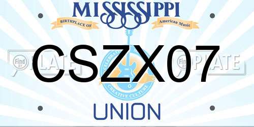 CSZX07 Mississippi License Plate