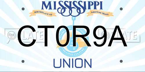 CT0R9A Mississippi License Plate