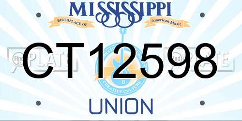 CT12598 Mississippi License Plate