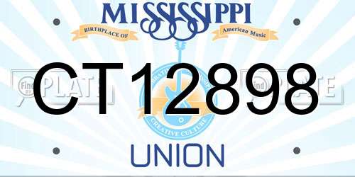 CT12898 Mississippi License Plate