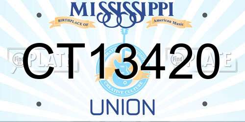 CT13420 Mississippi License Plate