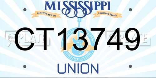CT13749 Mississippi License Plate