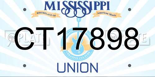 CT17898 Mississippi License Plate