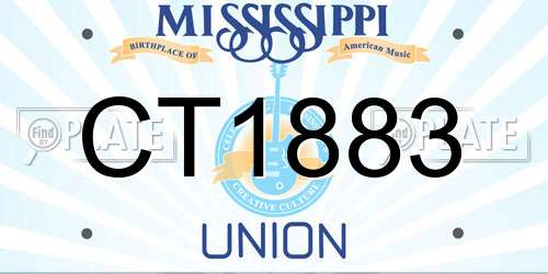 CT1883 Mississippi License Plate