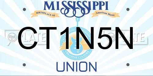 CT1N5N Mississippi License Plate