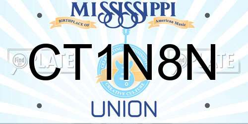 CT1N8N Mississippi License Plate
