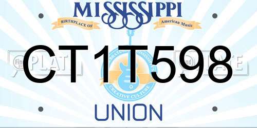 CT1T598 Mississippi License Plate