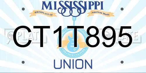 CT1T895 Mississippi License Plate
