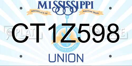 CT1Z598 Mississippi License Plate