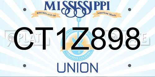 CT1Z898 Mississippi License Plate