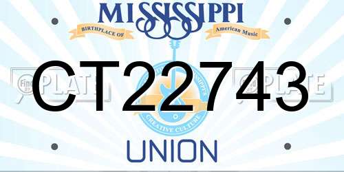 CT22743 Mississippi License Plate