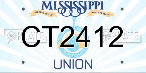 CT2412 Mississippi License Plate