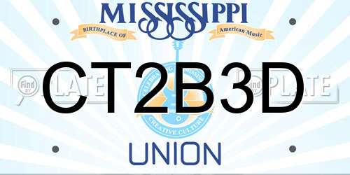 CT2B3D Mississippi License Plate