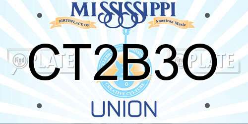 CT2B3O Mississippi License Plate