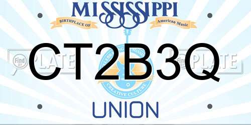 CT2B3Q Mississippi License Plate