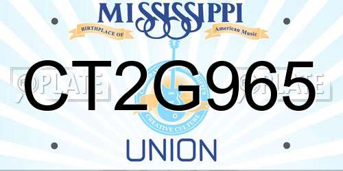 CT2G965 Mississippi License Plate