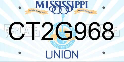 CT2G968 Mississippi License Plate