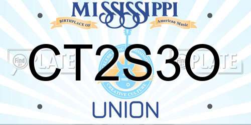 CT2S3O Mississippi License Plate