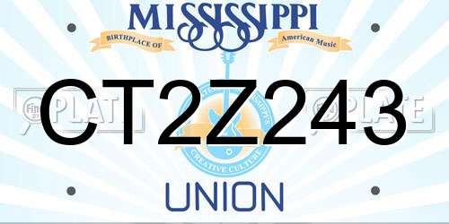 CT2Z243 Mississippi License Plate