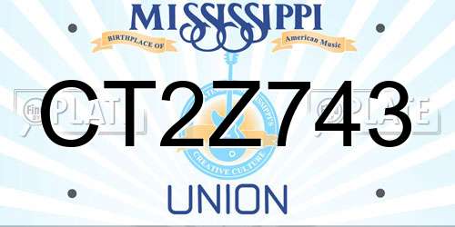 CT2Z743 Mississippi License Plate