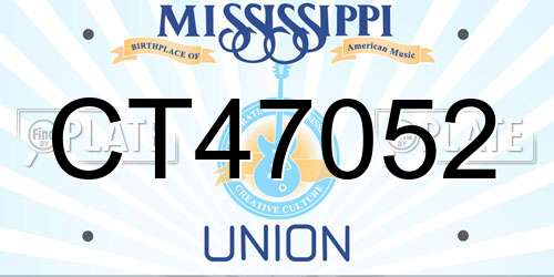 CT47052 Mississippi License Plate