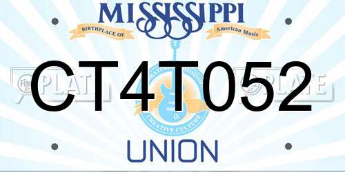 CT4T052 Mississippi License Plate
