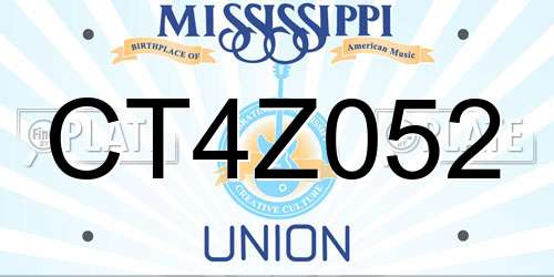 CT4Z052 Mississippi License Plate