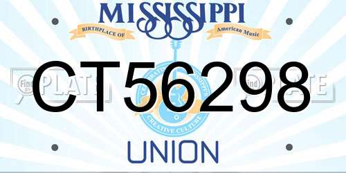 CT56298 Mississippi License Plate