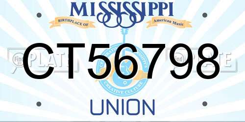 CT56798 Mississippi License Plate