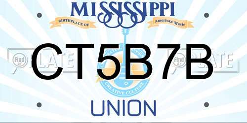CT5B7B Mississippi License Plate