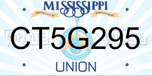 CT5G295 Mississippi License Plate