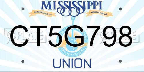 CT5G798 Mississippi License Plate