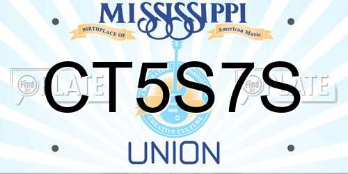 CT5S7S Mississippi License Plate