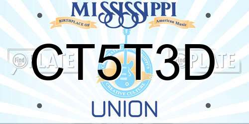 CT5T3D Mississippi License Plate