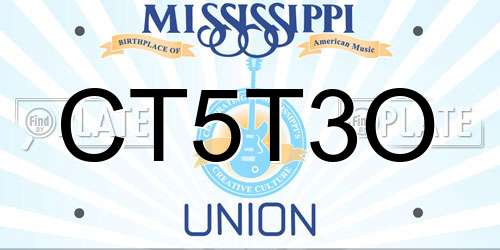 CT5T3O Mississippi License Plate