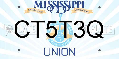 CT5T3Q Mississippi License Plate