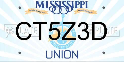 CT5Z3D Mississippi License Plate