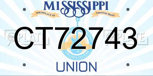 CT72743 Mississippi License Plate