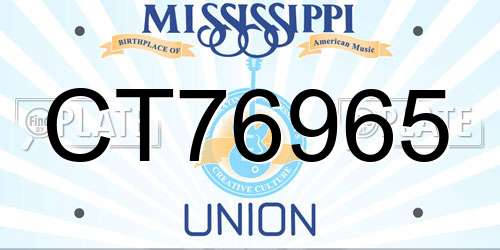 CT76965 Mississippi License Plate