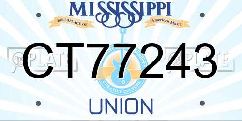 CT77243 Mississippi License Plate