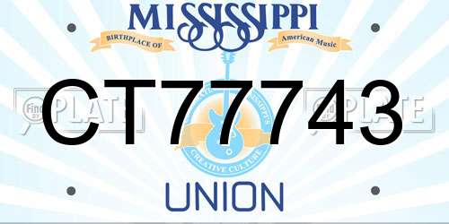 CT77743 Mississippi License Plate