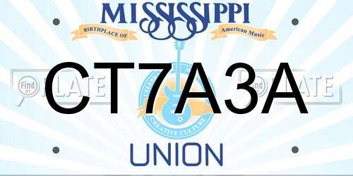 CT7A3A Mississippi License Plate