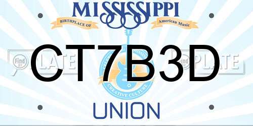 CT7B3D Mississippi License Plate