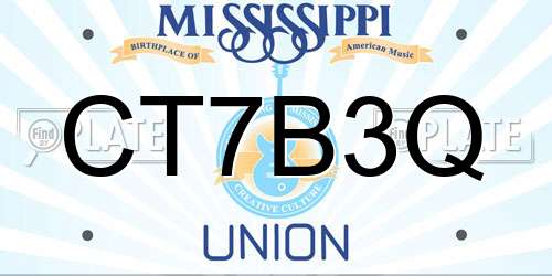 CT7B3Q Mississippi License Plate