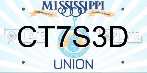 CT7S3D Mississippi License Plate