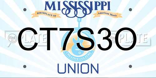 CT7S3O Mississippi License Plate