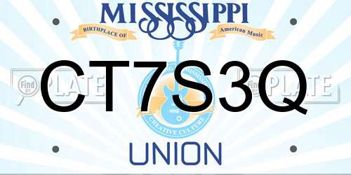 CT7S3Q Mississippi License Plate