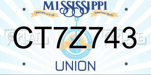 CT7Z743 Mississippi License Plate