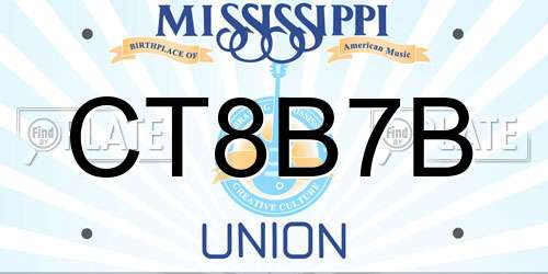 CT8B7B Mississippi License Plate