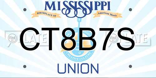 CT8B7S Mississippi License Plate